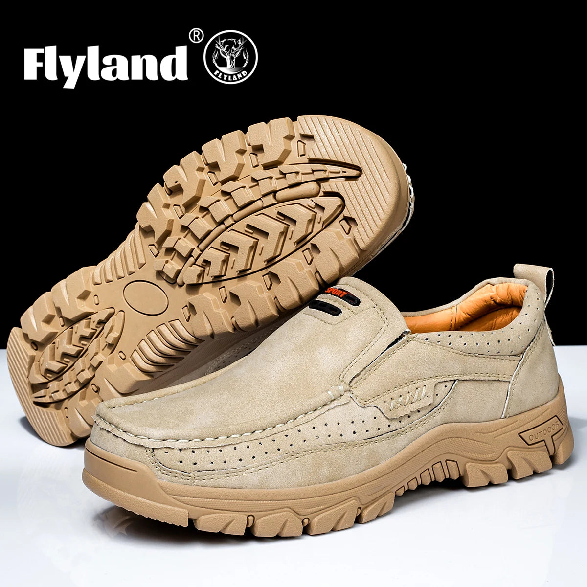 FLYLAND Classical Men's Leather Loafers Vintage Hand Stitching Oxfords Chukka Boots Ankle Boots Casual Daily Work Office Shoes