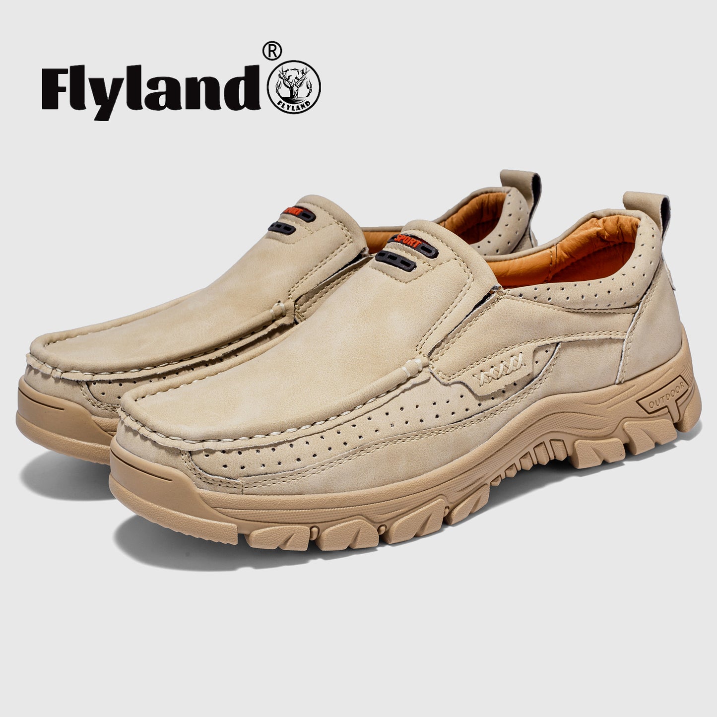 FLYLAND Classical Men's Leather Loafers Vintage Hand Stitching Oxfords Chukka Boots Ankle Boots Casual Daily Work Office Shoes